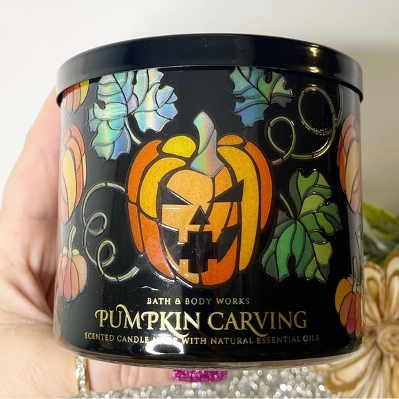 Bath & Body Works Halloween Fall Candle Pumpkin Carving Nwt - Picture 3 of 6